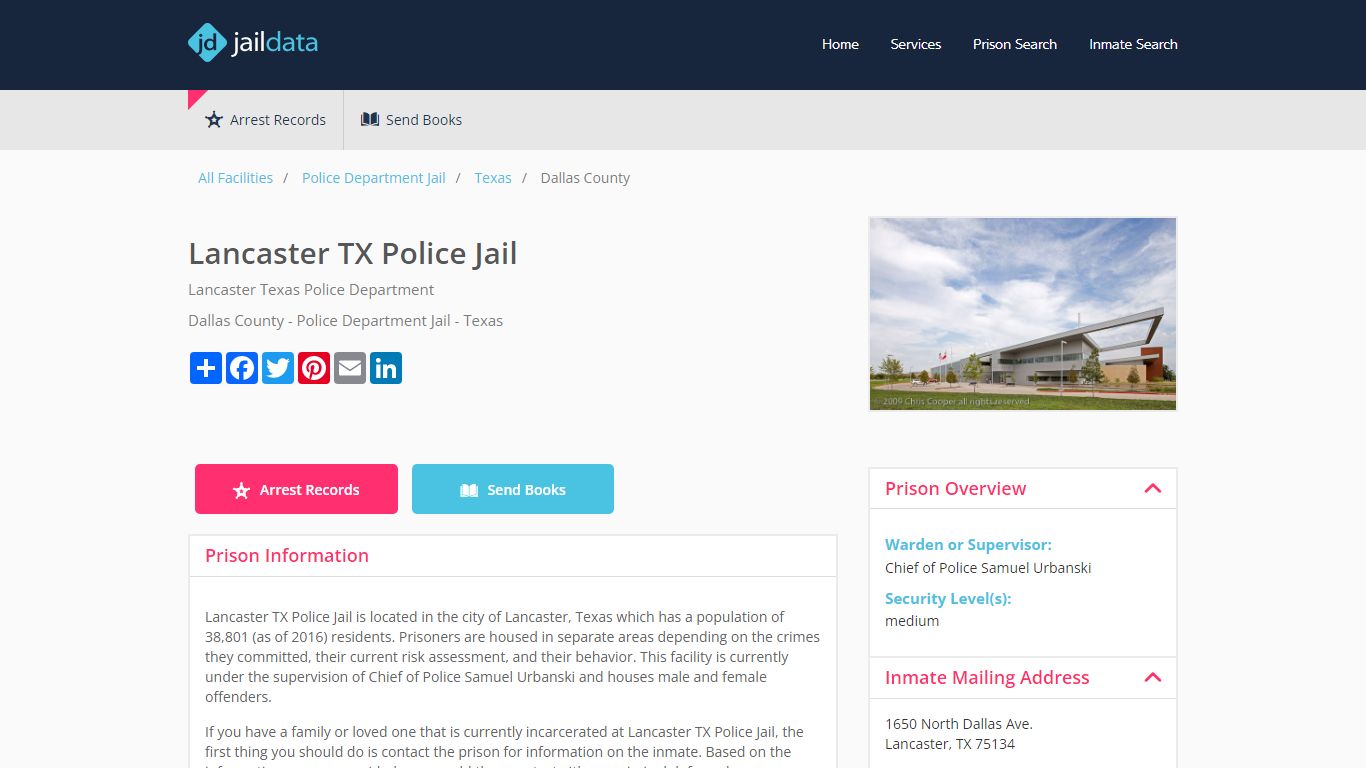 Lancaster TX Police Jail Inmate Search and Prisoner Info - Lancaster, TX